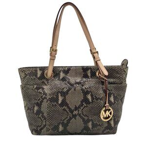 Michael Kors Gray Python Embossed Leather Shoulder Bag